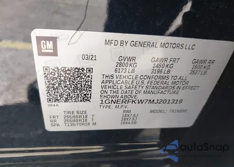 2021 Chevrolet Traverse Fwd Ls z USA, uszkodzony, nr VIN 1GNERFKW7MJ201319